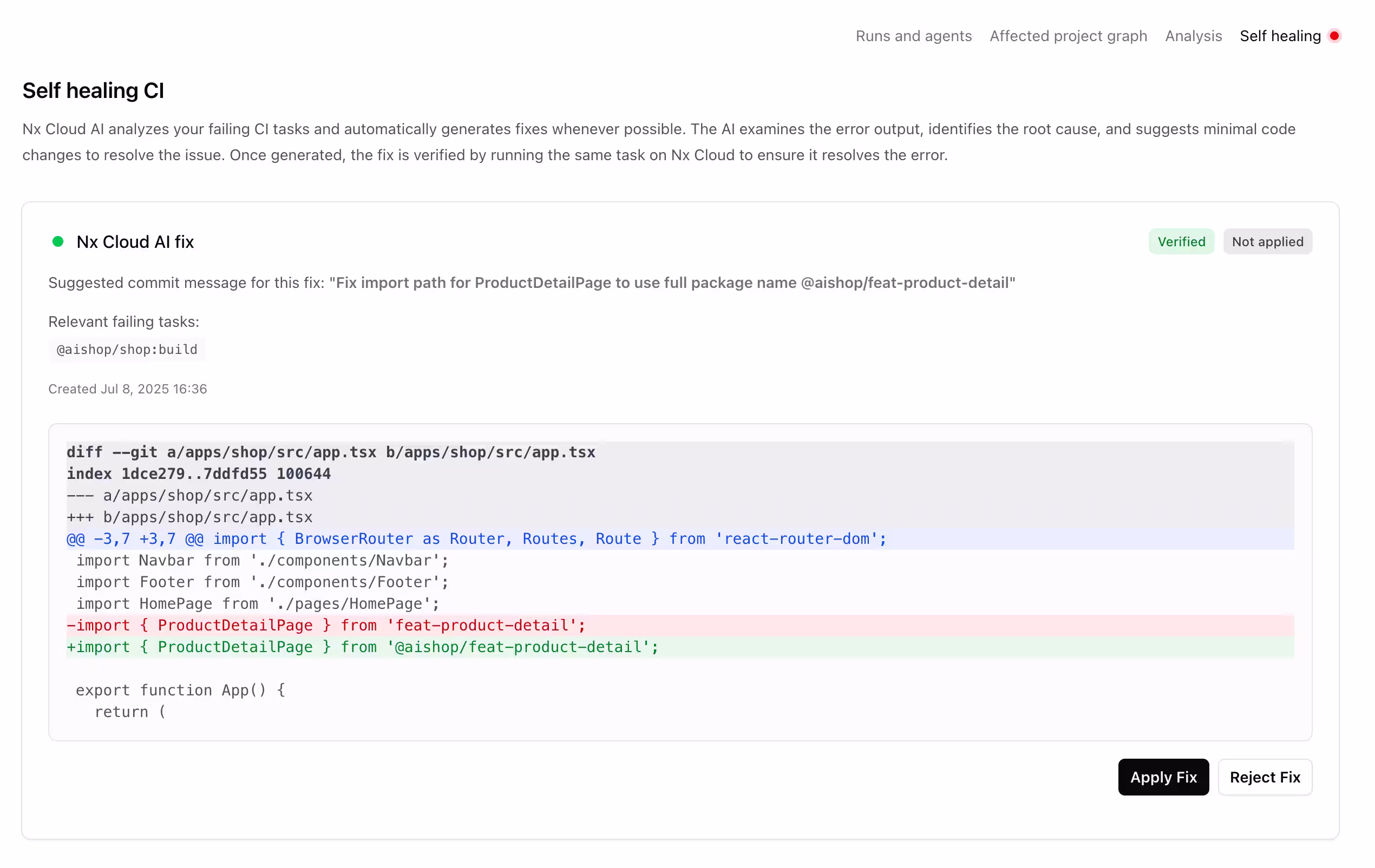 Self-healing CI fix showing up in GitHub comments